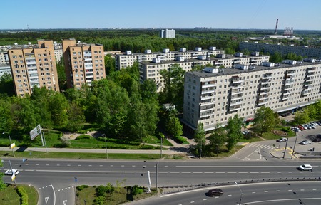 Moscow, Russia - May 13.2016.Top view of Solnechnaya alley in a Zelenogradのeditorial素材