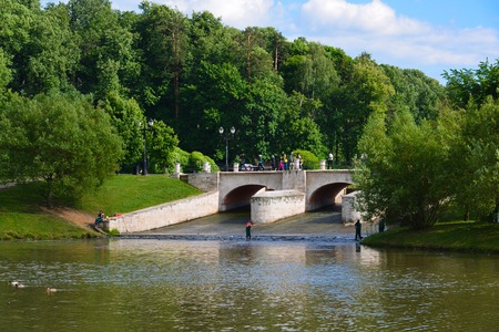 Moscow, Russia - June 08. 2016. The Old dam in the estate of Tsaritsyno Museumのeditorial素材