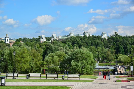 Moscow, Russia - June 08. 2016. General view of the park Tsaritsyno in summer