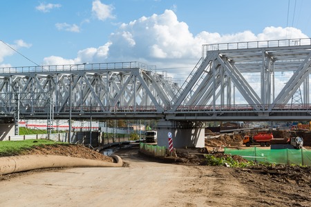 Moscow, Russia-October 01.2016. construction of A Railroad of the Moscow central ringのeditorial素材