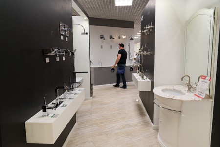 Khimki, Russia - September 03.2016. selling baths and other sanitary ware in the largest furniture store Grandのeditorial素材