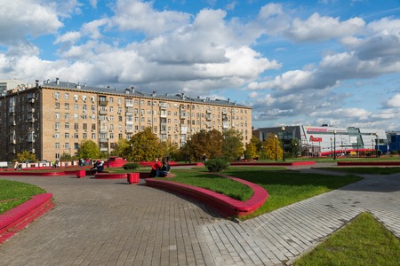Moscow, Russia-October 01.2016. Gagarin Square over a road tunnelのeditorial素材