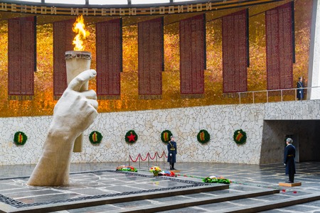 Volgograd, Russia - November 2.2016. The eternal flame in the Hall of Military Glory on Mamayev Kurgan,のeditorial素材