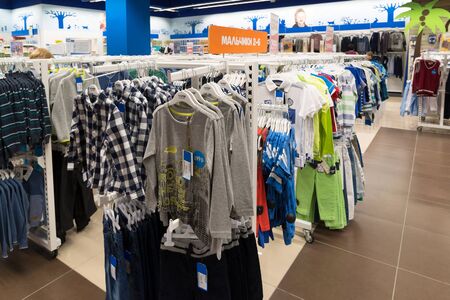 Moscow, Russia - August 30.2016. Children's world - a network of children's clothing stores.のeditorial素材