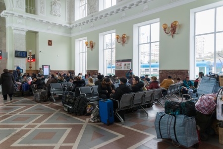 Volgograd, Russia -November 04.2016. The waiting room at the railway stationのeditorial素材