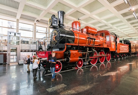 Moscow, Russia - March 11.2017. Steam locomotive U127 - Memorial of Science and Technology of Russian Federation No. 350 Museum of a Railwayのeditorial素材