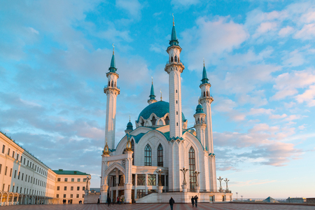 Kazan, Russia - March 26.2017. View of the mosque Kul-Sharif at sunset. Tatarstanのeditorial素材