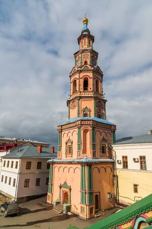 A Belfry of Peter and Paul Cathedral in Kazan, Republic of Tatarstan, Russiaの写真素材