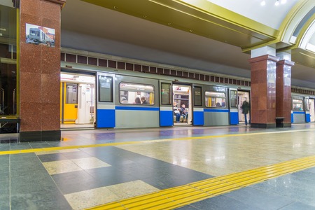 Kazan, Russia - March 25.2017. Interior of the metro station Prospect Victoryのeditorial素材