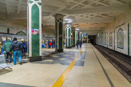 Kazan, Russia - March 25.2017. Interior of a metro station Tukaya Squareのeditorial素材