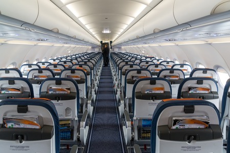 Moscow, Russia - March 29.2017. The airplane saloon of airline Aeroflotのeditorial素材