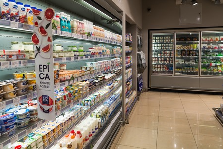Moscow, Russia - March 18.2017. The interior of store products Azbuka Vkusa in Zelenogradのeditorial素材