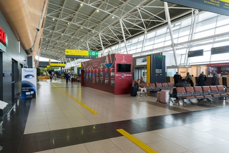 Kazan, Russia - March 25.2017. The interior of airport in departure zoneのeditorial素材