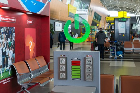 Kazan, Russia - March 25.2017. Free charging in airport in departure zoneのeditorial素材