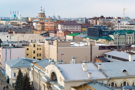 Kazan, Russia - March 28.2017. Top view of historical centerのeditorial素材