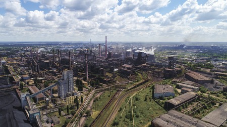 Lipetsk, Russia - July 11. 2017: Metallurgical plant NLMK Group. General view from the heightのeditorial素材