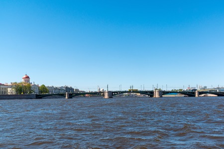 St. Petersburg, Russia - June 04. 2017. View of Palace Bridge from the Neva Riverのeditorial素材