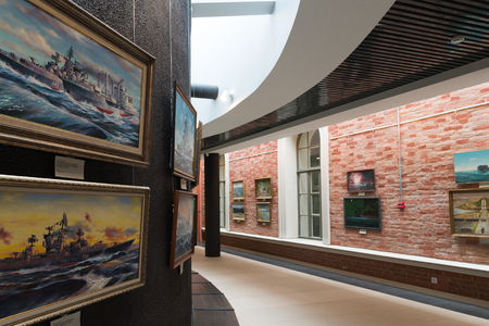 St. Petersburg, Russia - June 02. 2017. Exhibition of marine paintings in Naval Museum in Kryukov Barracksのeditorial素材