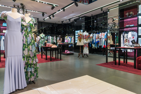 Moscow, Russia - July 25.2017. Female clothing in store TSUMのeditorial素材