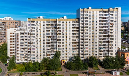 Moscow, Russia - September 20. 2017. Typical panel house in Zelenograd administrative districtのeditorial素材
