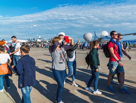Zhukovsky, Russia - July 24. 2017. The people at the international aerospace show MAKS 2017