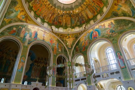 Moscow, Russia - July 24. 2017. interior in Church in honor of Resurrection of Christ, New Martyrs...