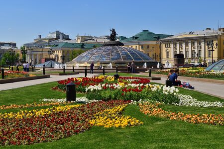 Moscow, Russia - May 12. 2018 Manezhnaya square in springのeditorial素材