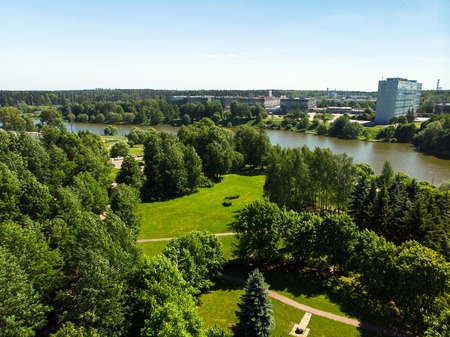 Moscow, Russia - View from above on a Victory Park in Zelenograd.の写真素材