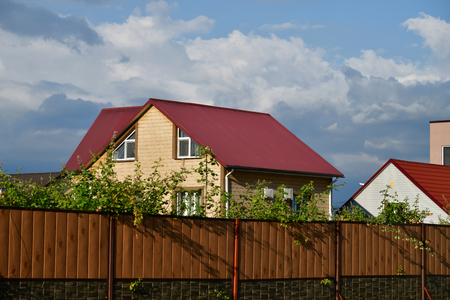 Modern one storey private houses in Russia.の写真素材