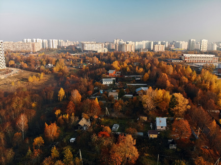 the village near the city in Russiaの写真素材
