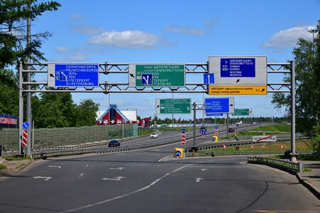 Moscow, Russia -May 27.2018. Road signs at the exit of Zelenogradのeditorial素材
