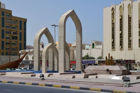 Ajman, UAE - April 6. 2018. Monument on a Sheikh Rashid Bin Humaid Streetのeditorial素材