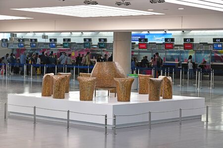 Larnaca, Cyprus - November 6. 2018. installation in departure area at airport