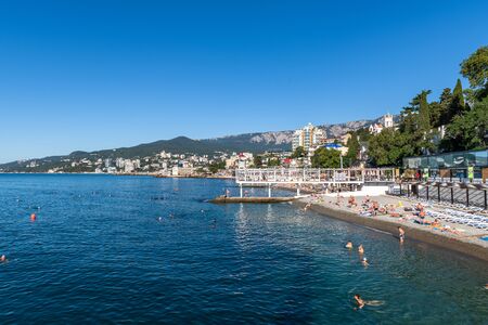 Yalta, Crimea -June 27. 2019 The Famous city paid Massandra beachのeditorial素材
