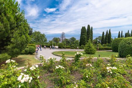 Livadia, Crimea - July 10. 2019. Park on territory of the Livadia Palace, the Residence of Russian...