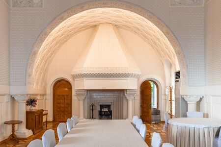 Koreiz, Crimea - July 7. 2019. White dining room in Princes Yusupov Palaceのeditorial素材
