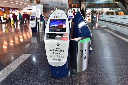 Doha, Qatar - Nov 24. 2019. Smart check-in Departure Area of Hamad International Airportのeditorial素材