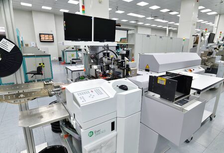 Moscow, Russia - Dec. 5.2019. Equipment in Mikron - largest plant for the production of chips