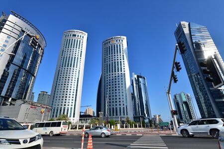 Doha, Qatar - Nov 24. 2019. The Alfardan Office Tower WORK and Ministry of Jastice