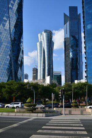 Doha, Qatar - Nov 24. 2019. Work - NOC Tower and palm tower