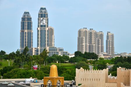Doha, Qatar - Nov 23. 2019. Sityscape of Porto Arabia on the Pearl Islandのeditorial素材