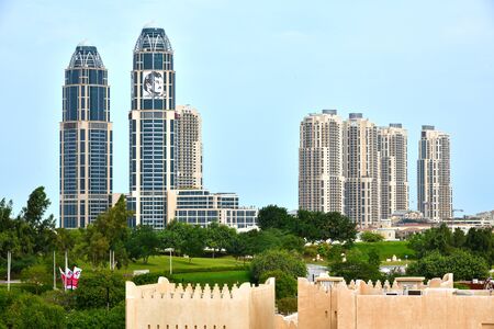 Doha, Qatar - Nov 23. 2019. Sityscape of Porto Arabia on the Pearl Islandのeditorial素材