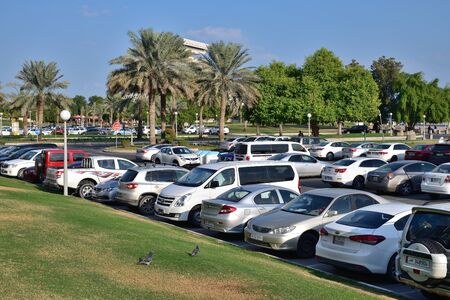 Doha, Qatar - Nov 21. 2019. Dallah Parking in the park on Corniche street. West Bayのeditorial素材