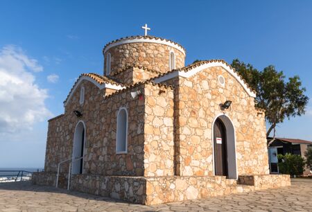 The church of St. Nicholas in Protaras, Cyprus. bluer backgroundの写真素材