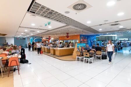 Larnaca, Cyprus - November 12. 2019. The food court area at international airportのeditorial素材