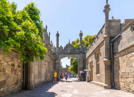 Alupka, Crimea - July 6. 2019. Vorontsov Palace - the former residence of Count Vorontsov, now a...