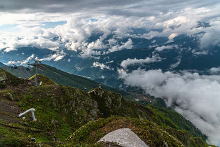 Sochi, Russia - June 1. 2018. General view of ski resort of Rosa Khutorのeditorial素材