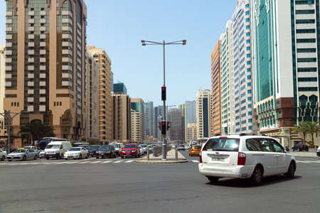 Abu Dhabi, UAE - March 31. 2019. The Sheikh Zayed Bin Sultan Streetのeditorial素材