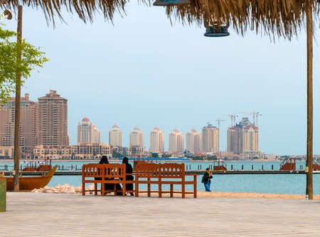Doha, Qatar - Nov 20. 2019. General view of the city a city beachのeditorial素材