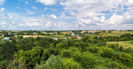 Picturesque summer countryside landscape in Russia from heightの写真素材